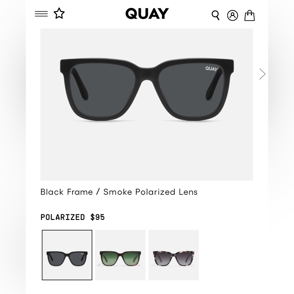 Brand New with Tags QUAY Wired sunglasses Black Frame with Polarized smoke lens.